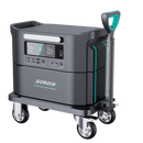 Portable power station with wheels and digital display on a white background